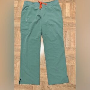 Women's Green Pants with Orange Accent